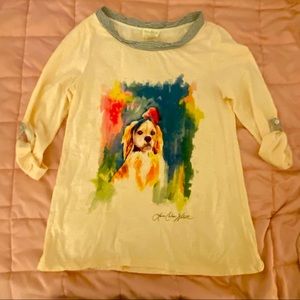 Anthropologie Meadow Rose / Laura Walcott Watercolor Shirt w/ Dog size Small